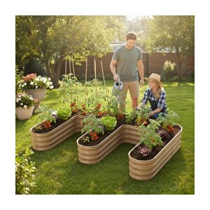 Modüler Yükseltilmiş Bahçe Sebze Yatağı No:28 (190x110) Bej