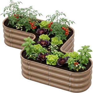 Modüler Yükseltilmiş Bahçe Sebze Yatağı No:11 (140x85) Bej