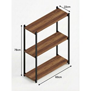 Orion 3 Raflı Metal Çok Amaçlı Kitaplık Tropik Ceviz