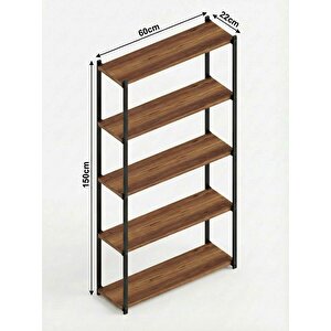 Orion 5 Raflı Metal Çok Amaçlı Kitaplık Tropik Ceviz