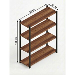 Orion 4 Raflı Metal Çok Amaçlı Kitaplık Tropik Ceviz