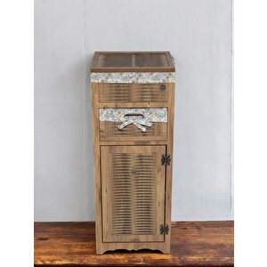 Ahşap Ekmek Sepetli Çekmeceli Hasır Görünümlü Kiler Dolabı ( Atlantik Çam)