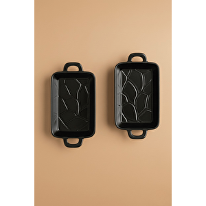 2 Li Kulplu Seramik Siyah Sosluk Meze Çerez Meyve Sunum Tabağı Kahvaltı Seti Mit1273