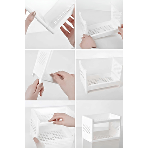 2 Adet 2 Katlı Beyaz Plastik Çok Amaçlı Makyaj Banyo Ofis Raf Organizeri Mit1280