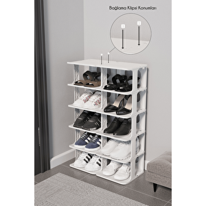 5 Katlı 10 Bölmeli Plastik Beyaz Ayakkabı Rafı Mit1276