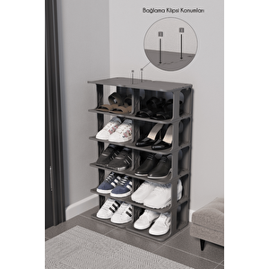5 Katlı 10 Bölmeli Plastik Gri Ayakkabı Rafı Mit1277
