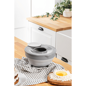 Katlanabilir Silikon Gri Mikser Karıştırma Çırpma Saklama Kabı 3,25 Lt Mit1285