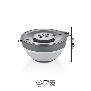 Katlanabilir Silikon Gri Mikser Karıştırma Çırpma Saklama Kabı 3,25 Lt Mit1285