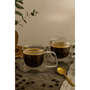 6 Adet 120 Ml Çift Cidarlı Cam Kahve Espresso Bardağı Mit1284