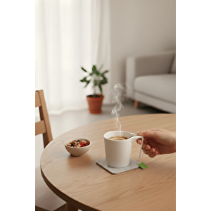 Poşet Ve Bitki Çayı İçin 300 Ml Özel Seramik Beyaz Kupa Mit1268