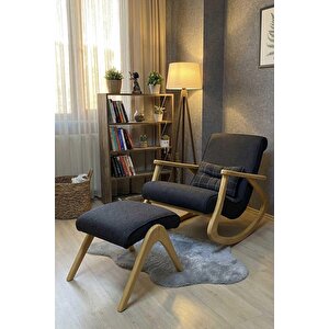 Asedia Ekol Naturel Antrasit Gri Dişbudak Sallanan Sandalye Dinlenme Emzirme Baba Tv Okuma Uzanma Koltuğu Ess