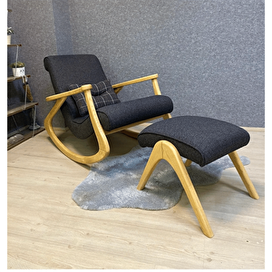 Asedia Ekol Naturel Antrasit Gri Dişbudak Sallanan Sandalye Dinlenme Emzirme Baba Tv Okuma Uzanma Koltuğu Ess