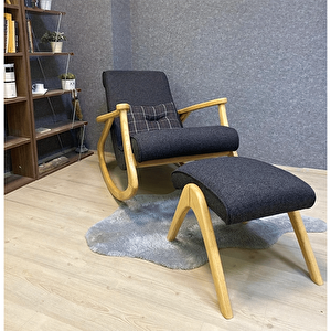 Asedia Ekol Naturel Antrasit Gri Dişbudak Sallanan Sandalye Dinlenme Emzirme Baba Tv Okuma Uzanma Koltuğu Ess