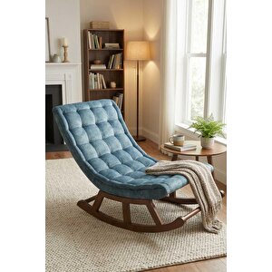 Asedia Miskin Ceviz Mavi Sallanan Sandalye Dinlenme Emzirme Baba Tv Okuma Uzanma Koltuğu Berjer