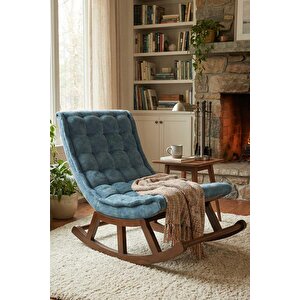 Asedia Miskin Ceviz Mavi Sallanan Sandalye Dinlenme Emzirme Baba Tv Okuma Uzanma Koltuğu Berjer