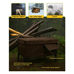 Dış Mekan Kedi Evi Isı Yalıtımlı Su Ve Rüzgar Geçirmez Kedi Barınağı Kahverengi