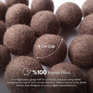 %100 Saf Yün Kurutma Makinesi Topu 3'lü Set - L Boy Kahverengi - Kimyasalsız Doğal Yumuşatıcı Ve Antistatik Etki