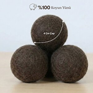 Reyo %100 Saf Yün Kurutma Makinesi Topu 3'lü Set - L Boy Kahverengi - Kimyasalsız Doğal Yumuşatıcı Ve Antistatik Etki