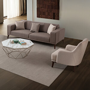 Regnar 3+3+1 Koltuk Takımı Kahverengi + Sütlü Kahve Kahverengi 02