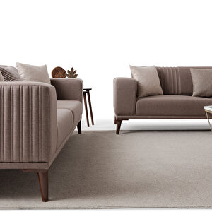 Edsy Home Regnar 3+3+1 Koltuk Takımı Kahverengi + Sütlü Kahve