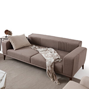 Edsy Home Regnar 3+3+1 Koltuk Takımı Kahverengi + Sütlü Kahve
