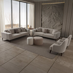 Regnar 3+3+1+1 Koltuk Takımı Krem Krem