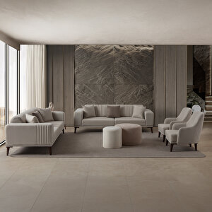 Regnar 3+3+1+1 Koltuk Takımı Krem Krem