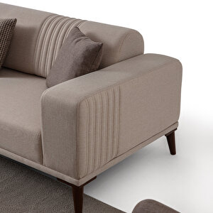 Edsy Home Regnar 3+3+1 Koltuk Takımı Sütlü Kahve + Kahverengi