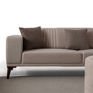 Edsy Home Regnar 3+3+1 Koltuk Takımı Sütlü Kahve + Kahverengi