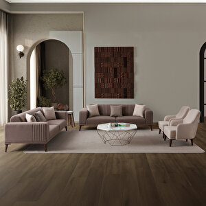 Regnar 3+3+1+1 Koltuk Takımı Kahverengi + Sütlü Kahve Kahve