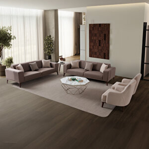 Regnar 3+3+1+1 Koltuk Takımı Kahverengi + Sütlü Kahve Kahve