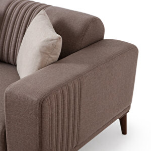 Edsy Home Regnar 3+3+1+1 Koltuk Takımı Kahverengi + Sütlü Kahve