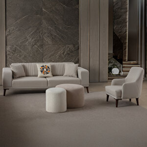 Regnar 3+3+1 Koltuk Takımı Krem Krem