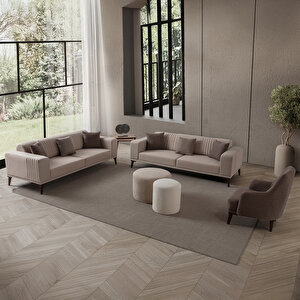 Regnar 3+3+1+1 Koltuk Takımı Sütlü Kahve + Kahverengi Sütlü Kahverengi