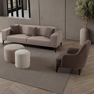 Edsy Home Regnar 3+3+1+1 Koltuk Takımı Sütlü Kahve + Kahverengi
