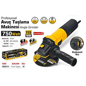 Sgs 5109 Hi-tech Profesyonel Avuç Taşlama Makinesi - 750w 115mm 11000 Rpm