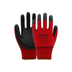 ̇ Kirmizi-si̇yah Eldi̇ven Ni̇tri̇l Pn-5 Zebra No:10