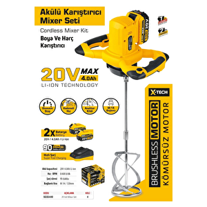 Sgs Akülü Kariştirici Mi̇xer 20 V (2x4.0 A) Kömürsüz Motor