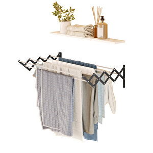 Akordiyon 100 Cm 9 Gözlü Duvara Monte Katlanabilir Çamaşır Kurturma Askısı Antrasit Antrasit