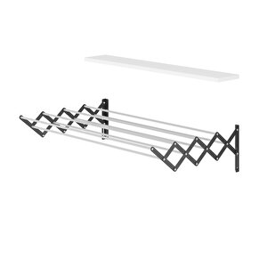 Akordiyon 100 Cm 9 Gözlü Duvara Monte Katlanabilir Çamaşır Kurturma Askısı Antrasit Antrasit