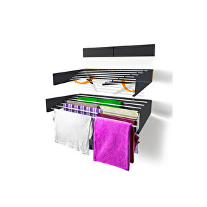 Belize 120cm 7 Borulu Duvara Monte Katlanabilir Çamaşır Kurutma Askısı Antrasit Antrasit