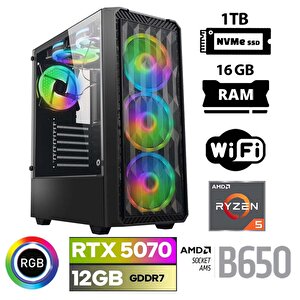 Thunder X10 Ryzen 5 7500f 16gb Ddr5 Ram 1tb M.2 Nvme Ssd 12gb Rtx5070 Oyuncu Tavsiye Sistem