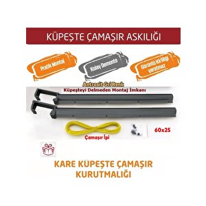 Küpeşte Alümi̇nyum Balkon Çamaşırlık Kurutmalık 60*25 ANTRASİT