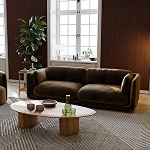 Flam Üçlü Koltuk Kadife Haki