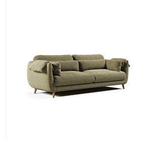 Mevy Üçlü Koltuk Fitilli Kadife Oil Green