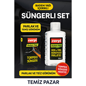 Deri Koruyucu & Torpido Parlatıcı Set - Badem Yağlı Süngerli Bakım Kiti