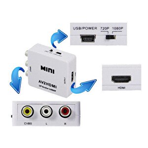 4553 Rca Av To Hdmi Çevirici Dönüştürücü Adaptör