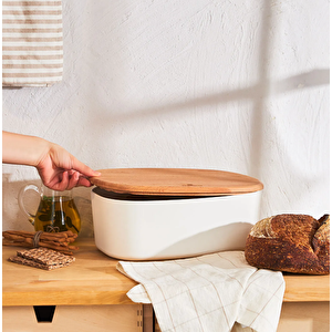 Nef Melamin 2 In 1 Ekmek Kutusu Bej