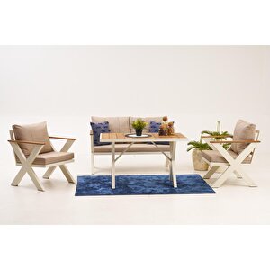 Skyli̇ne Alümi̇nyum Bahçe Balkon Oturma Grubu 2+1+1+masa KREM