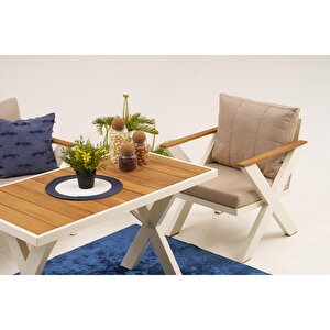 Skyli̇ne Alümi̇nyum Bahçe Balkon Oturma Grubu 2+1+1+masa KREM